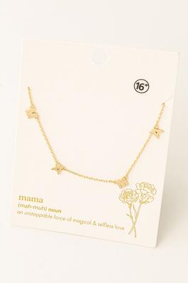 Dainty Mama Print Charm Necklace