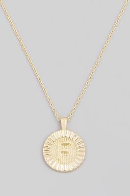 Alphabet F Coin Pendant Necklace
