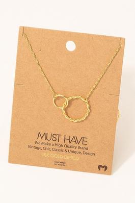 Double Circle Chain Link Charm Necklace