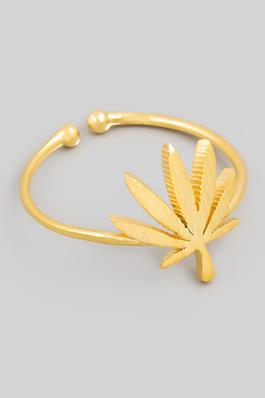 Delicate Marijuana Leaf Adjustable Ring