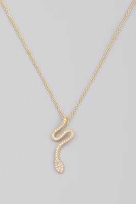 Dainty Pave Snake Pendant Necklace