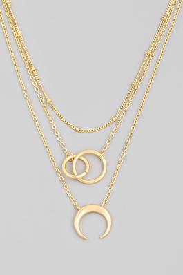 Dainty Layered Chain Chevron Pendant Necklace