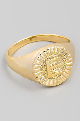 Round Initial T Signet Ring