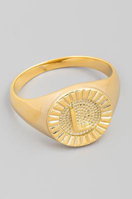 Round Initial T Signet Ring