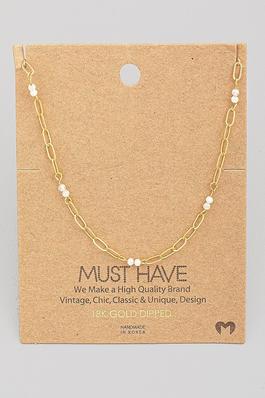 Dainty Chain Link Bead Station Necklace
