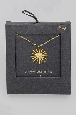 Secret Box Wavy Sun Pendant Necklace