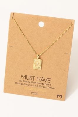 Pave Rectangle North Star Pendant Necklace