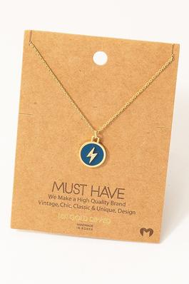Lightning Coin Pendant Necklace