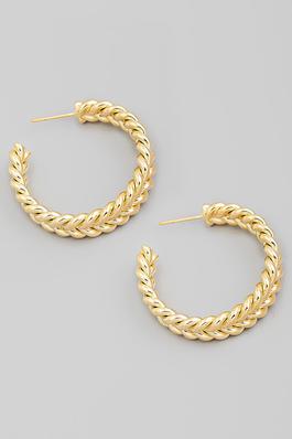Braided Chain Link Hoop Earrings
