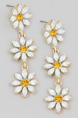 Rhinestone Flower Layered Earrings