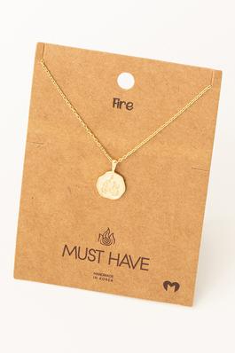 Fire Flames Element Coin Necklace