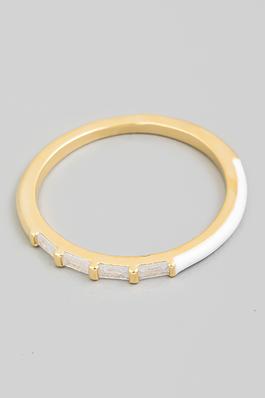 Half Rhinestone Enamel Fashion Ring