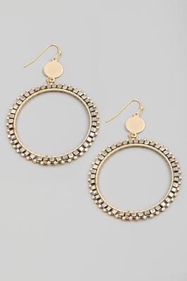 Beaded Circle Cutout Drop Earrings
