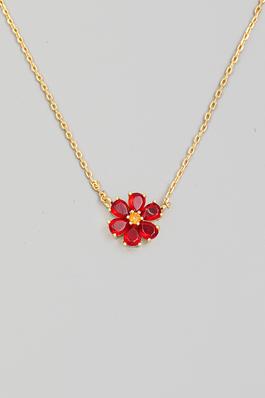 Rhinestone Flower Thistle Station Necklace