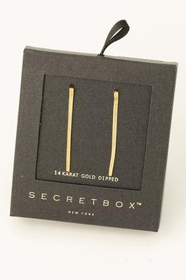 Secret Box Gold Dipped Flat Chain Drop Earrings