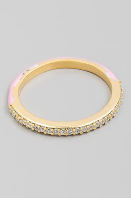 Half Enamel Pave Fashion Ring