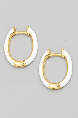 Mini Oval Enamel Huggie Earrings