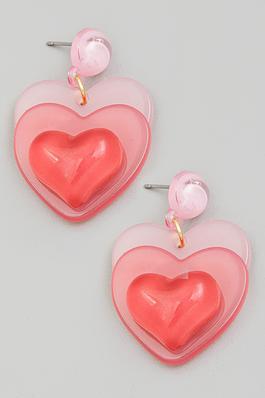 Layered Heart Drop Earrings