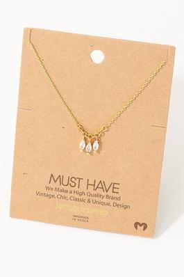 Dainty Chain Oval Rhinestone Charm Necklace