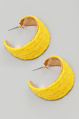 Metallic Hoop Raffia Earrings
