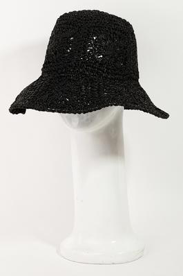 Large Square Pattern Knit Bucket Hat