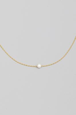 Dainty Chain Pearl Charm Necklace