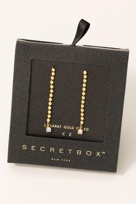 Secret Box Cz Dainty Chain Dangle Drop Earrings
