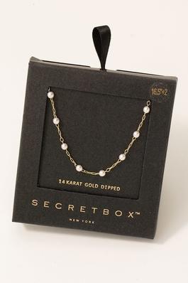 Secret Box Chain Pearl Station Necklace