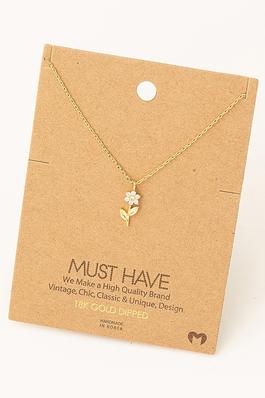 Rhinestone Flower Charm Necklace