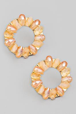 Round Beaded Rhinestone Post Earrings