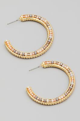 Thin Beaded Hoop Earrings