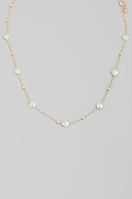 Dainty Chain Glass Bead Flower Station Necklace