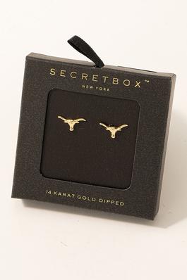Secret Box Gold Dipped Long Horn Earrings