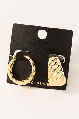 Gold Dipped Wide Twist Hoop Earrings