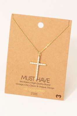 Pave Cross Pendant Chain Necklace