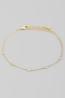 Dainty Chain Rhinestone Charm Bracelet