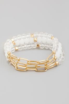 Glass Beaded Chain Link Bracelet Set