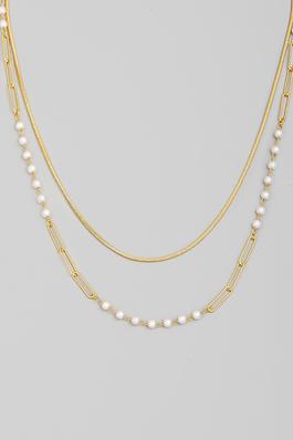 Double Chain Bead Layered Necklace
