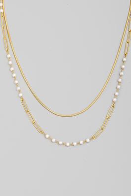 Double Chain Bead Layered Necklace
