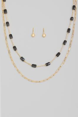 Faceted Rectangle Bead Chain Necklace