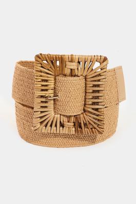 Wide Woven Braided Square Buckle Belt