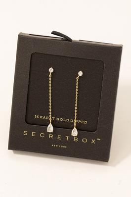 Secret Box Rhinestone Tear Earrings