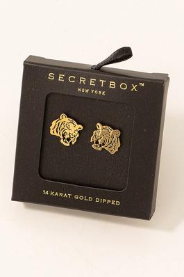 Secret Box Tiger Head Stud Earrings