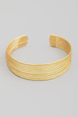 Layered Metallic Strands Cuff Bracelet