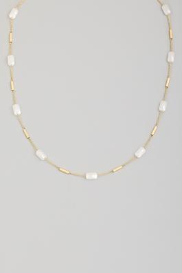 Faceted Tube Bead Chain Choker Necklace