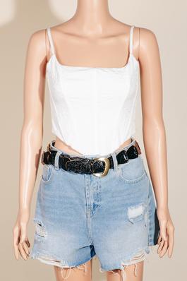 Abstract Faux Leather Chain Belt
