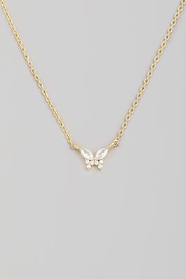 Mini Rhinestone Butterfly Charm Necklace