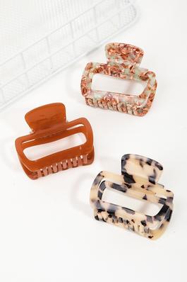 Three Piece Rectangle Cutout Jaw Hair Clips