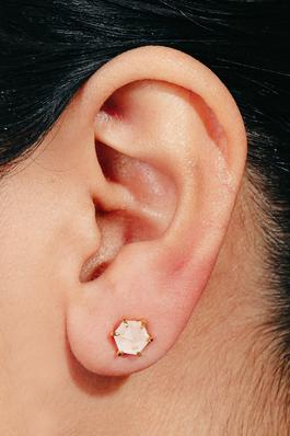 Mini Hexagon Gemstone Stud Earrings