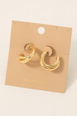 Layered Metallic Tube Hoop Earrings